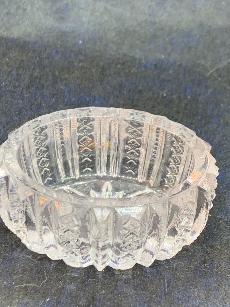 Salt Cellar Dip EAPG Pattern Glass Clear Diamond Point Ribbed Oval Antique