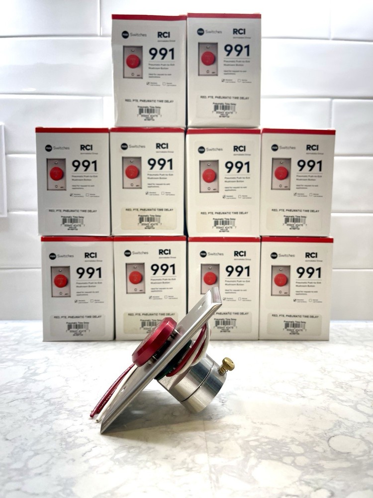 NEW RCI 991 Pneumatic Time Delayed Push to Exit Button 2-3/4" Width - 991REPTD9