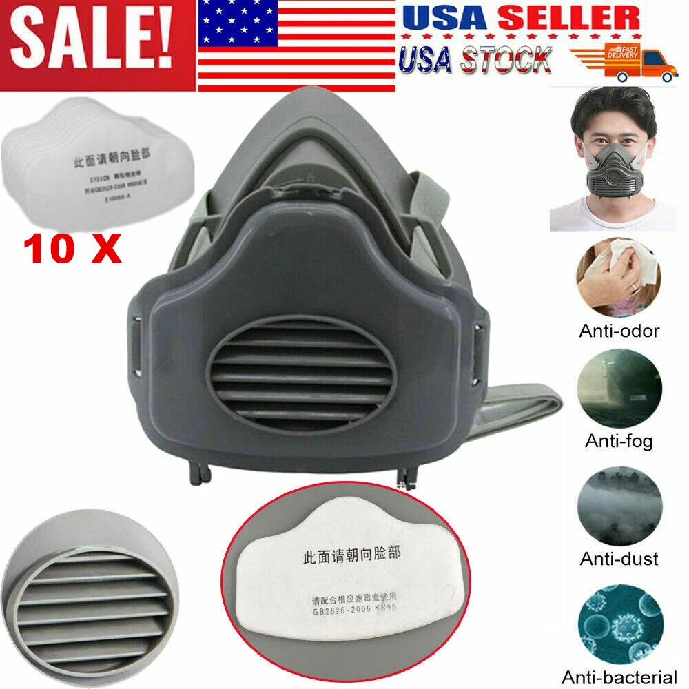 Half Face Shield Respirator Dust Mask for Painting Sanding Woodworking Facepiece