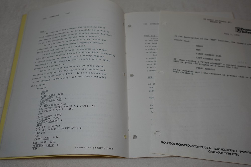5K Basic Manual Software #2 Processor Technology 1976 Original Publication