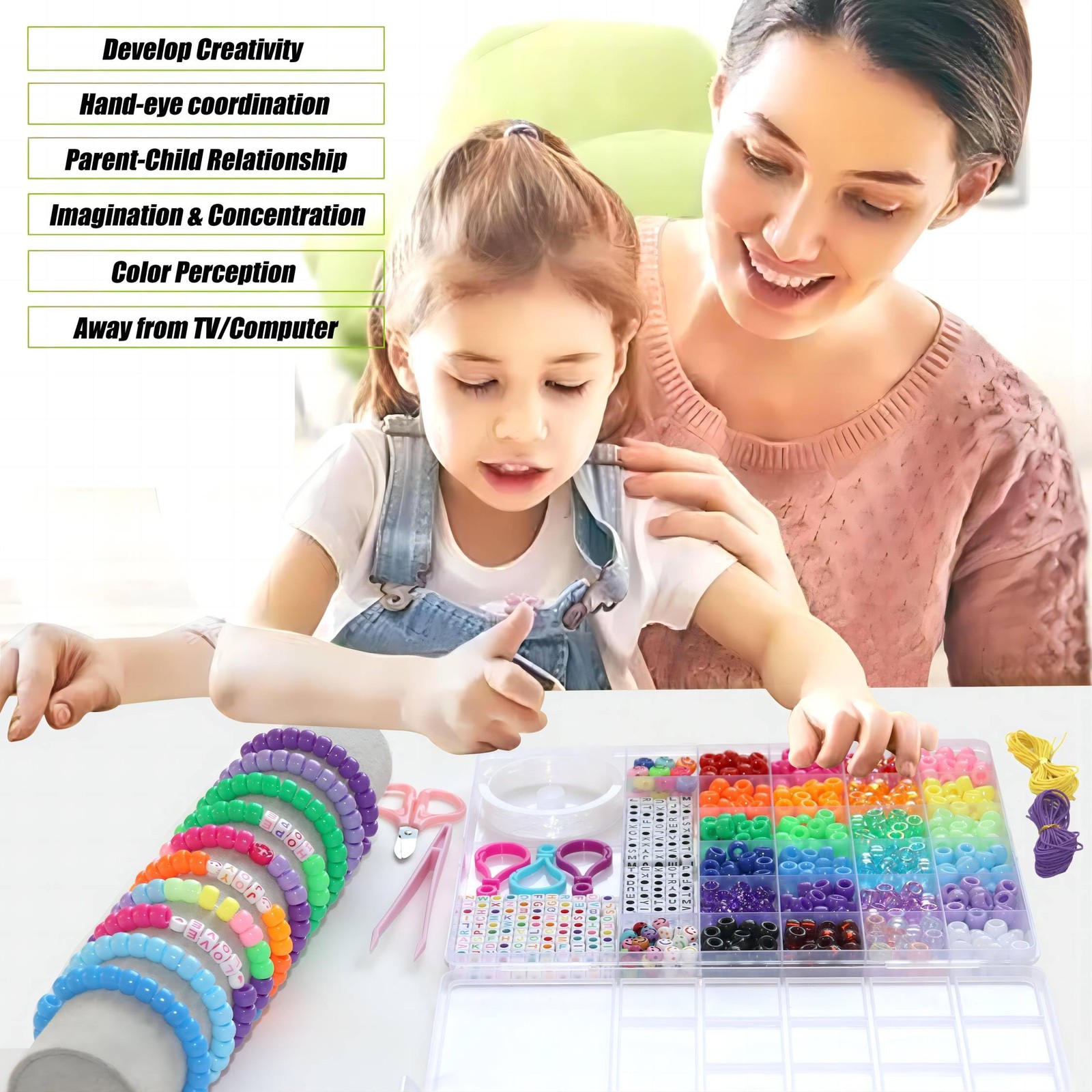 1000PCS Bracelet Making Kit, Friendship Jewelry Necklace Bracelet kit 24 Colors