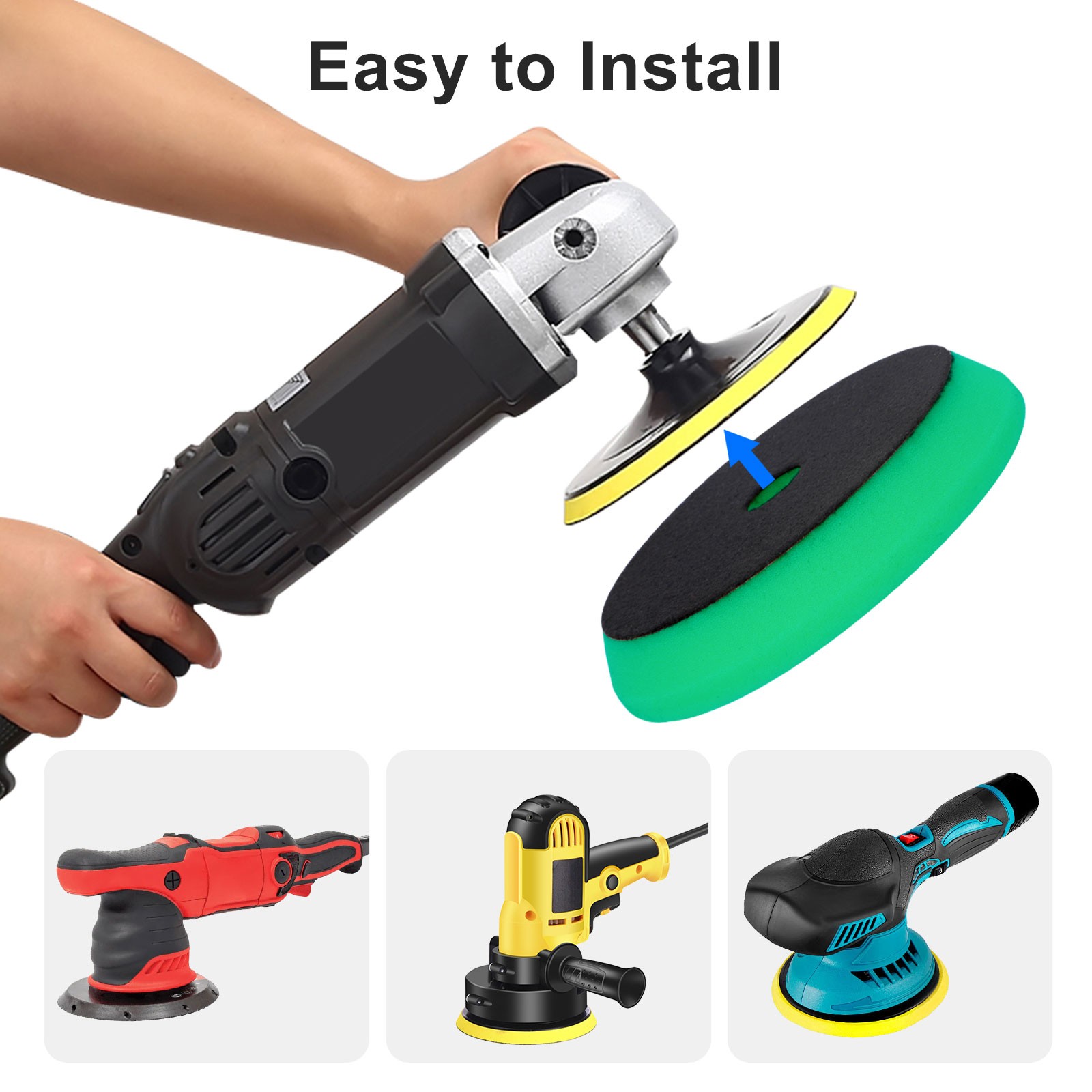 5Pcs 7" Car Buffing Sponge Pads Cutting Polishing Pad Kit for DA Buffer Polisher