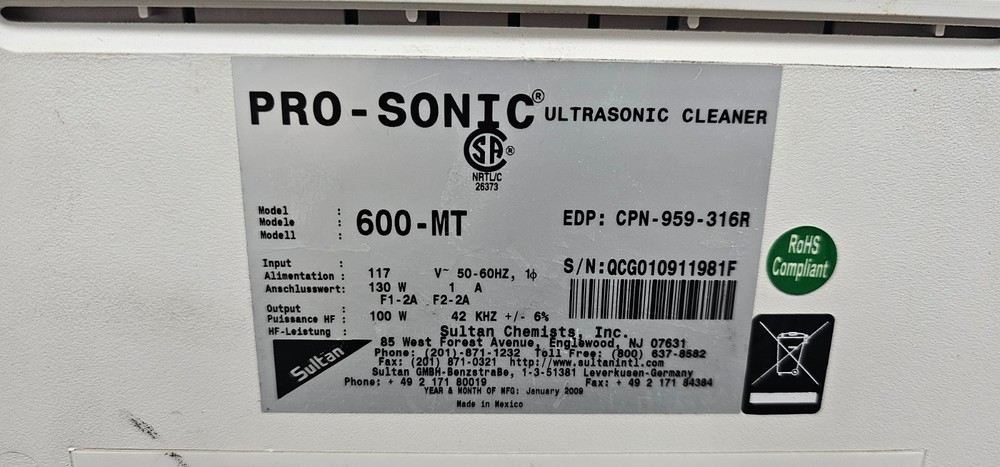 Sulton PRO-SONIC 600 Ultrasonic Cleaner