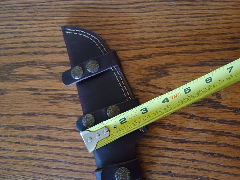 Large 9" Custom Made Thick Leather Tracker Knife Sheath Dark Brown -EC