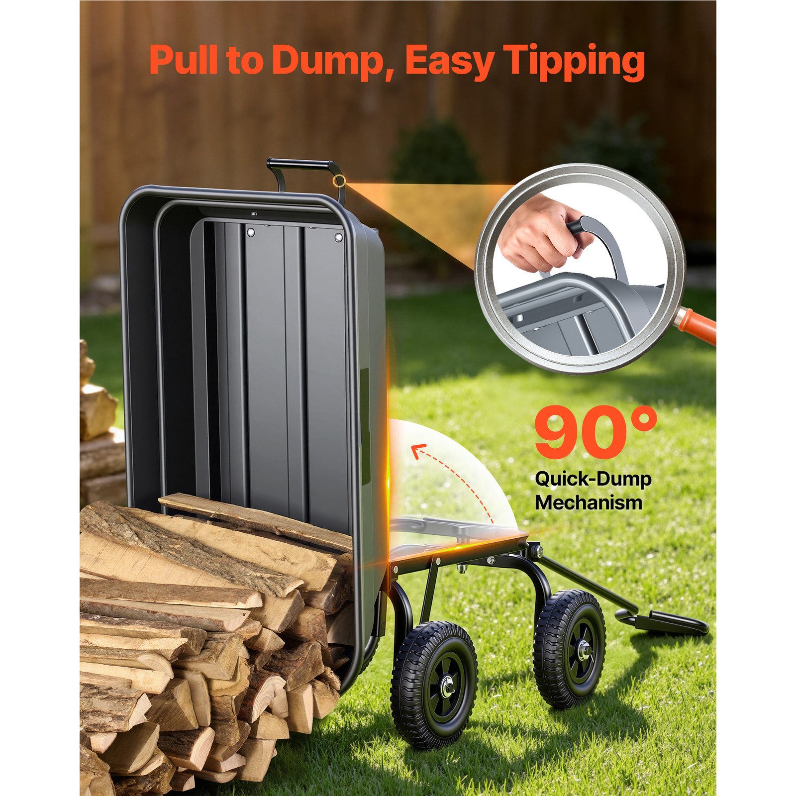 Uimoso 400lbs Garden Dump Cart with 90° Quick-Dump Design