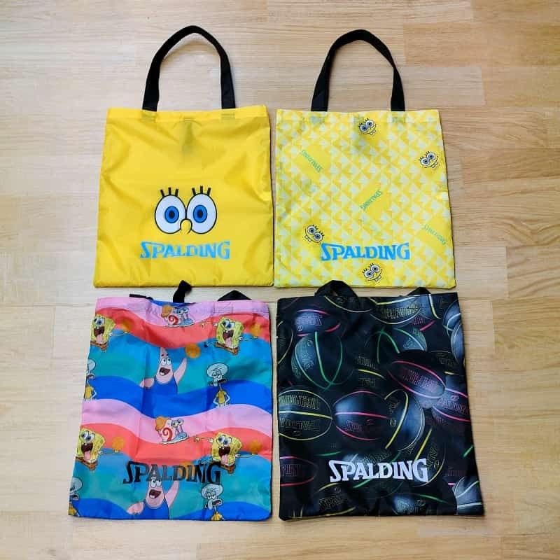 Packable Tote Bag SpongeBob Pattern Yellow A4 Foldable (50-026SBP)