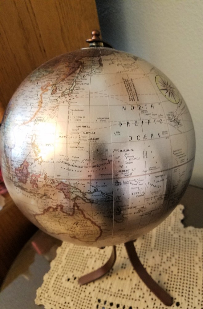 Preowned 14 inch Copper Colored Tabletop Globe