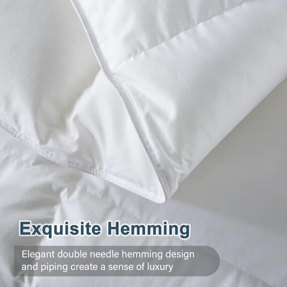 King Feather Comforter, Filled with Feather and Down, White Duvet Insert -Luxur