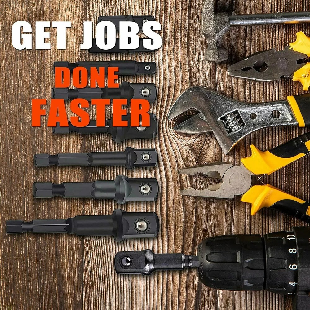 12pcs Drill Socket Adapter and Reducer Hex Extension Bit Set 1/4 3/8 1/2 Inch