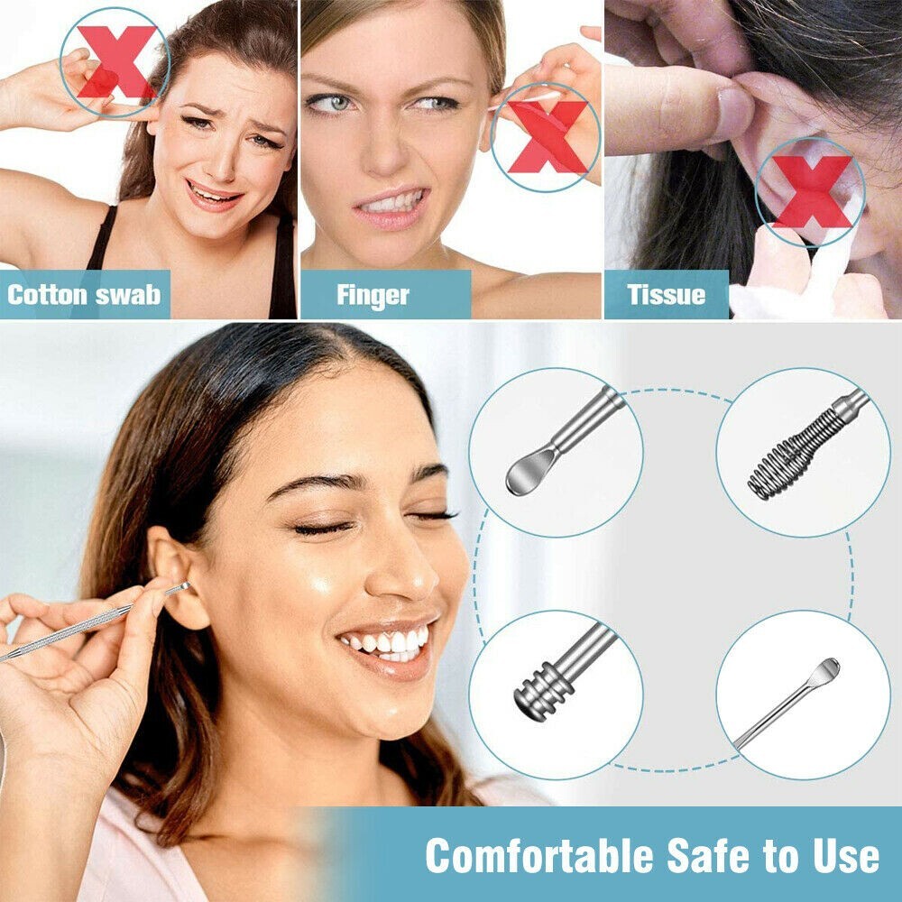 New 7PCS Innovative Spring Ear Wax Cleaner Tool Set Ear Pick Ear Wax Removal Kit