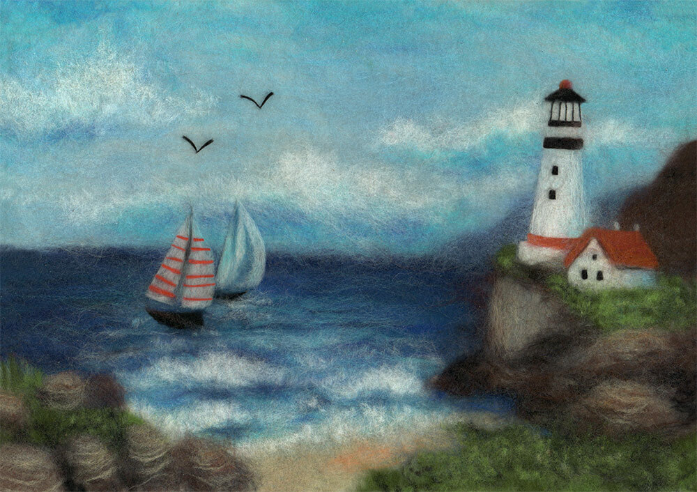 "Seascape" Painting with wool kit WA-0189