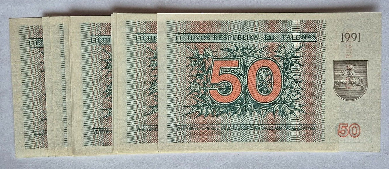 LITHUANIA 50 TALONAS 1991, UNC