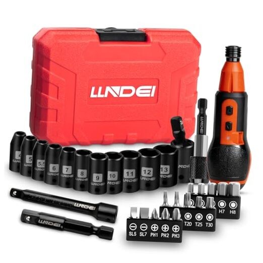 31Pcs Electric Screwdriver, 4V Cordless Screwdriver Rechargeable with Bits &