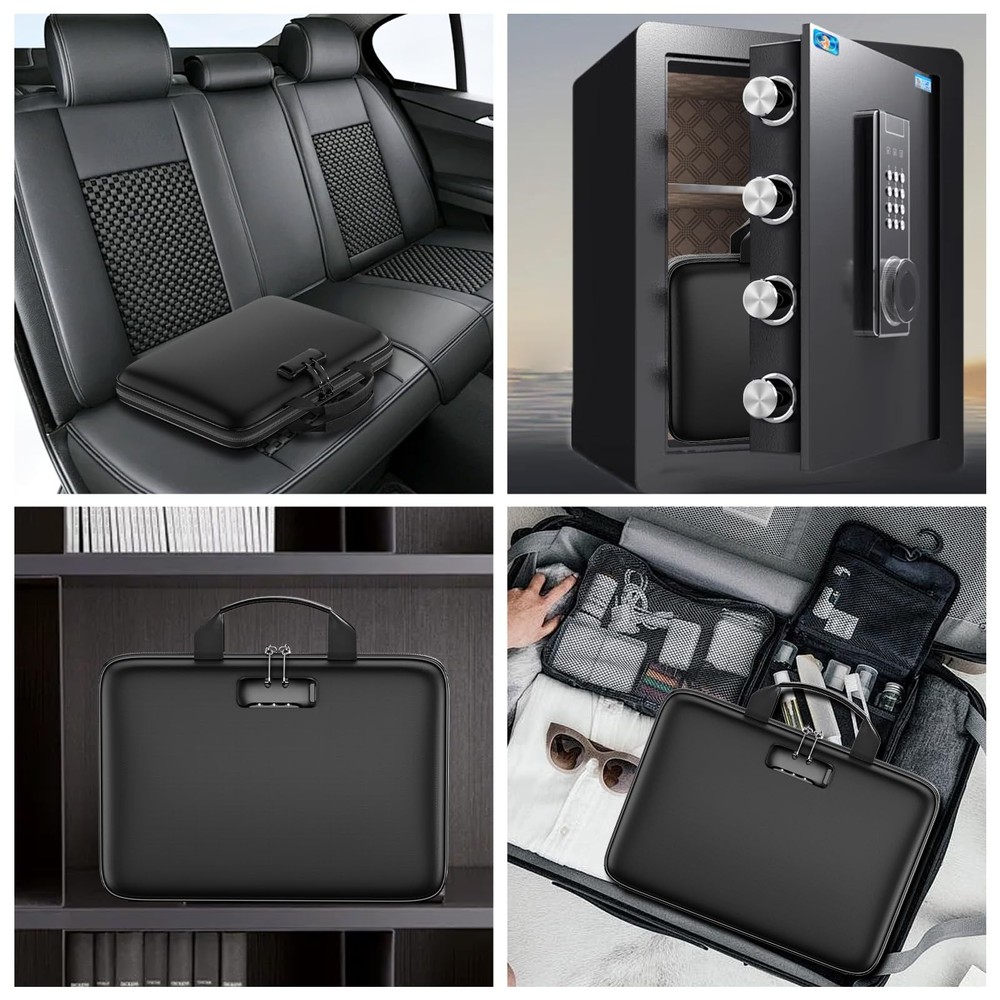 Fireproof File Organizer with Lock, Hard-Shell Case Fireproof Document Box wi...