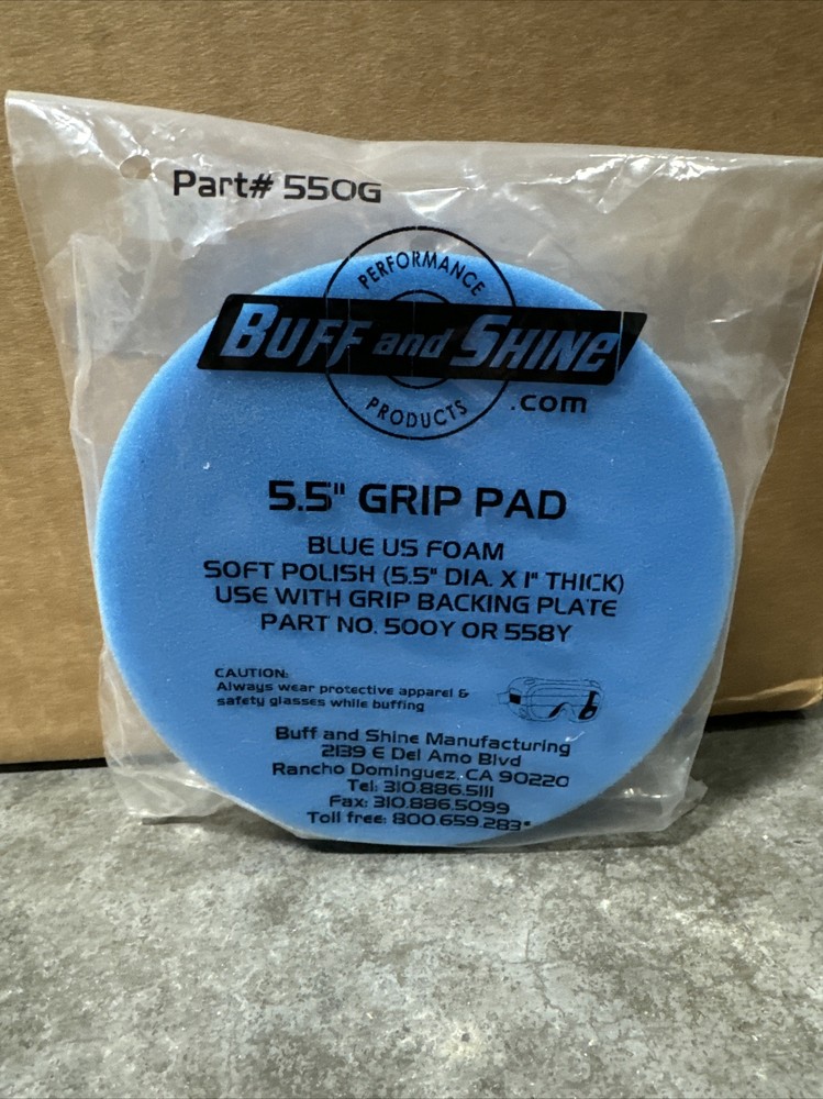 Buff & Shine 5.5" Flat Faced D.A. US Blue Foam Grip Pad™