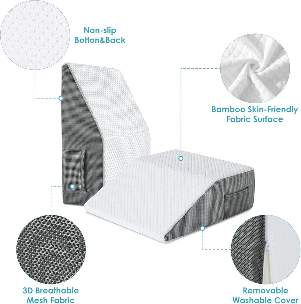 Adjustable Leg Elevation Pillows for Swelling, Cooling Gel Memory Foam Wedge ...
