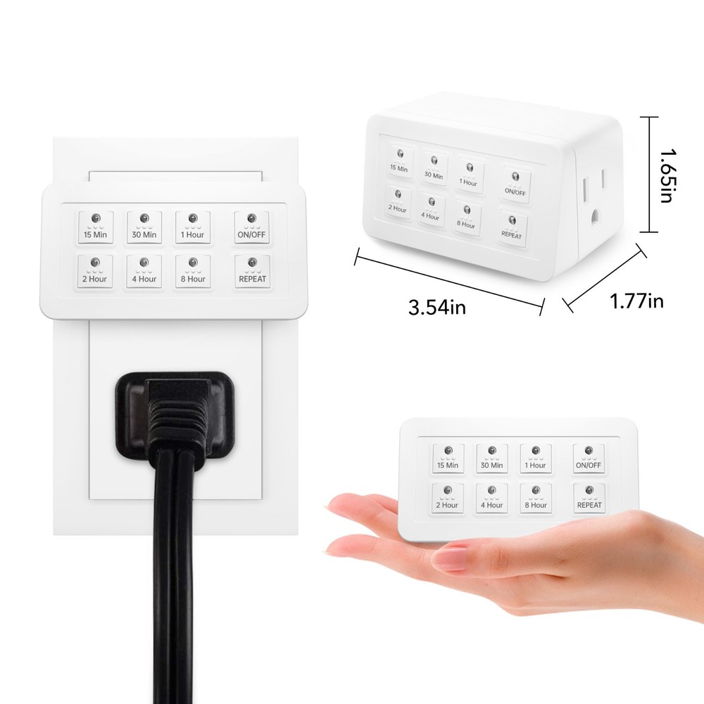 BN-LINK Indoor Countdown Timer with Repeat Function, 2-Outlets 15A/1875W