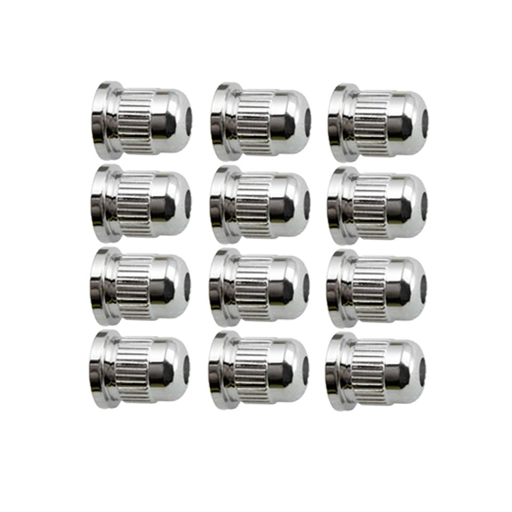 12Pcs Guitar String Mounting Ferrules For Bass Guitar String Through Silver US