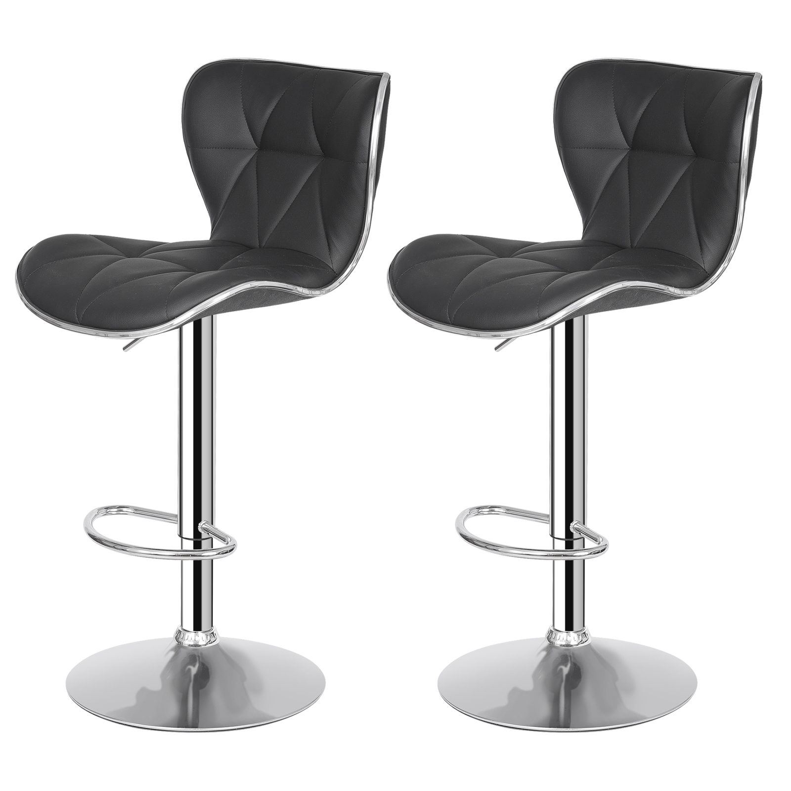 Set of 4 Swivel Bar Stools w/Shell Back Ajustable Height Footrest Design Home