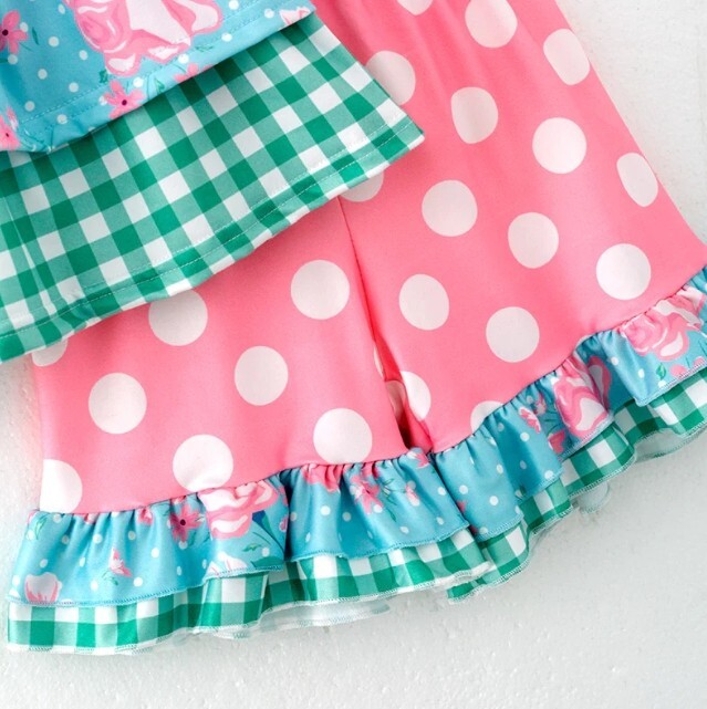 NEW Boutique Floral Tunic Dress & Ruffle Shorts Girls Outfit Set