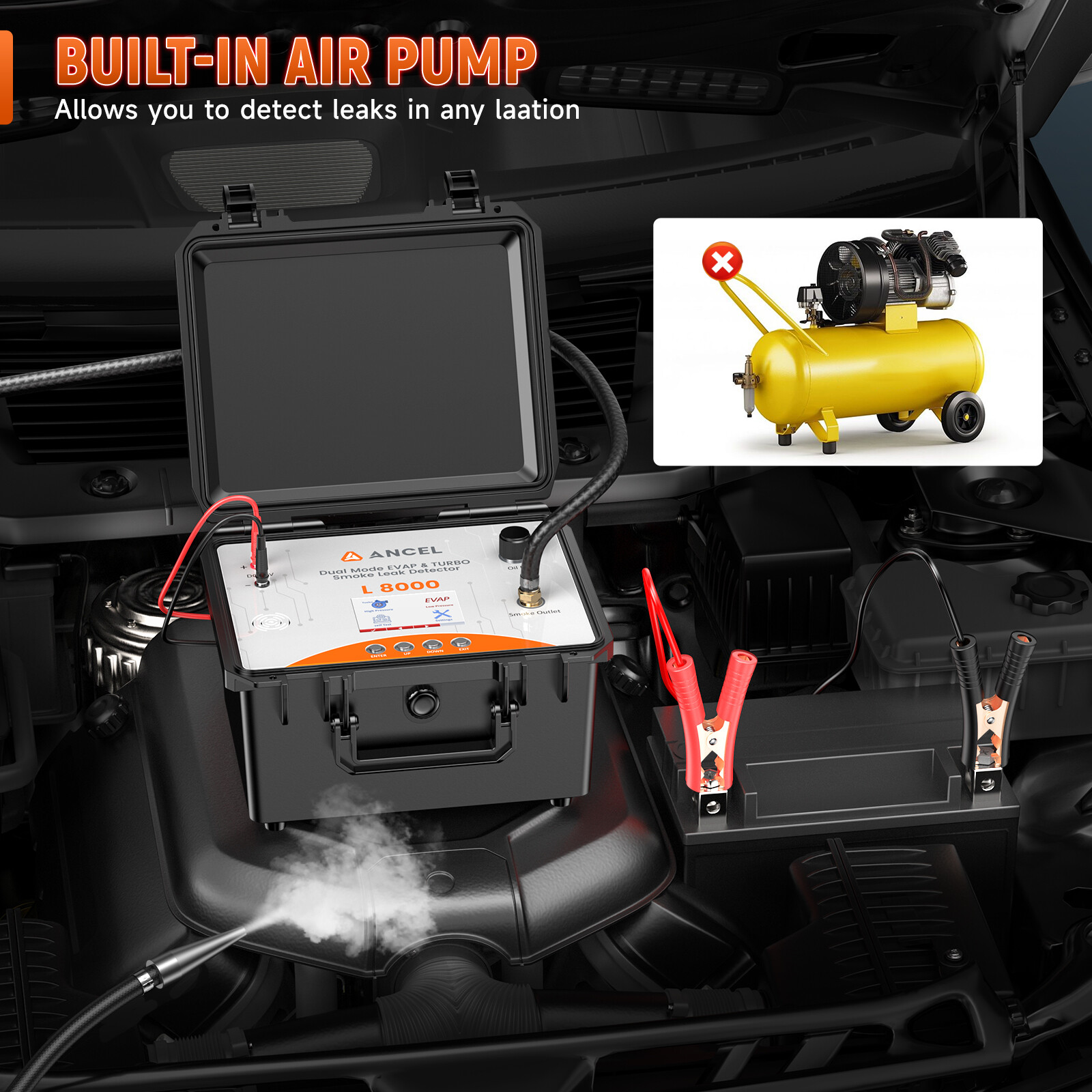 ANCEL L8000 Automotive EVAP Smoke Machine & Turbo System Dual Mode LCD Screen