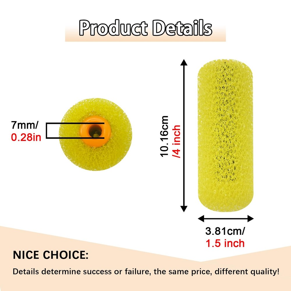 YLTOLOO 12 Pcs Textured Paint Roller Covers with 2 Frames 4",4S+4M+4L+2Frame