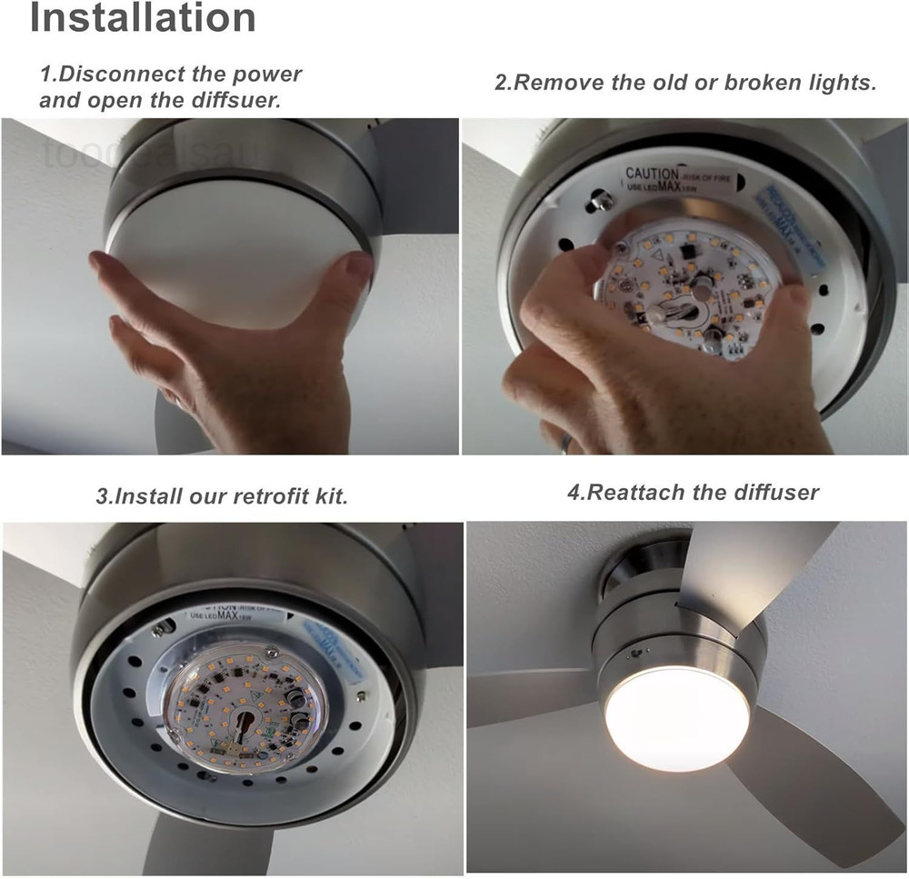 4“ 18W Color Changeable Ceiling Fan LED Light Replacement, White