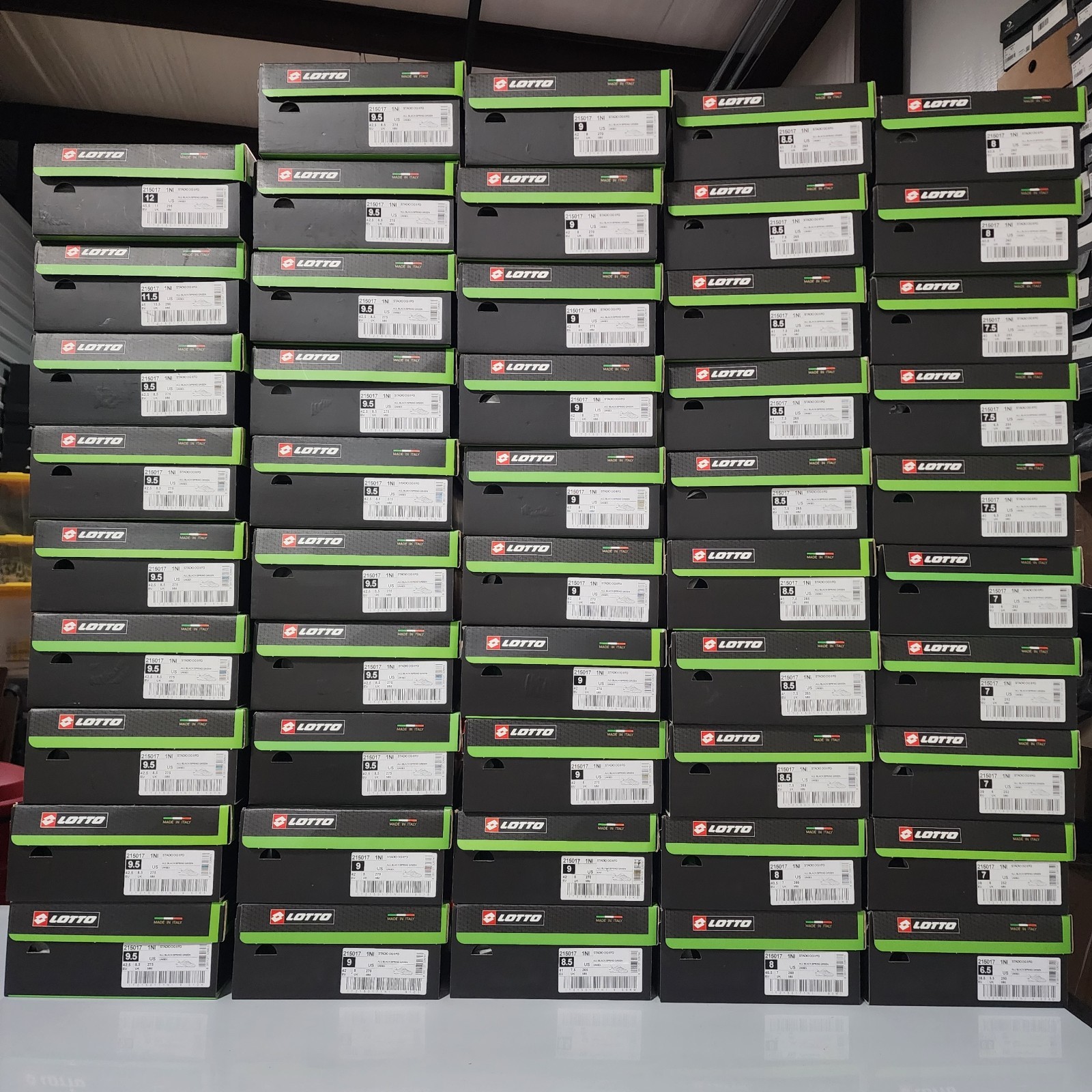 Lotto Stadio OG II FG Soccer Black/Green Mens Sizes 6.5-12 New Made In Italy