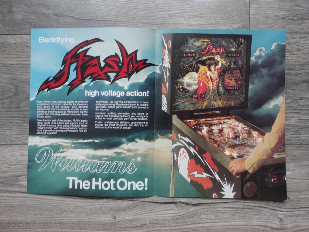 Flash Pinball Machine Flyer Original Williams Brochure