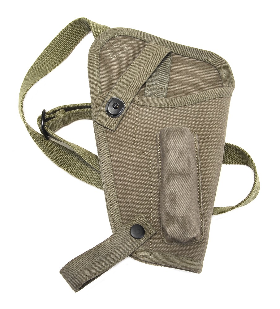 US WW2 M3 OD Canvas Colt 1911 .45 Tanker Shoulder Holster with Magazine Pouch