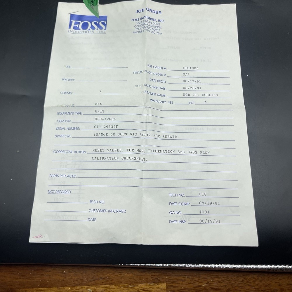 Unit Instruments UFC-1200A Mass Flow Controller 50 SCCM Read Description C Pics