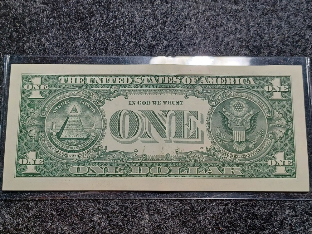 Fancy Serial # $1 Bill Solid 5 Of A Kind 9s With Obv. Ink Bleed Through Error