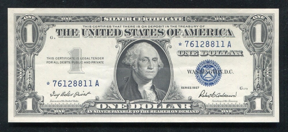 1957 $1 ONE DOLLAR *STAR* SILVER CERTIFICATE CURRENCY NOTE GEM UNCIRCULATED (E)