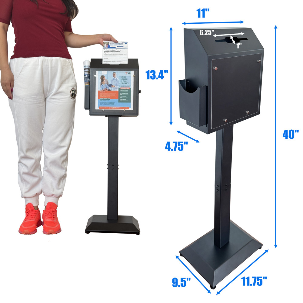 OPEN BOX Suggestion Box, Floor Standing Offering Box with Combination Lock