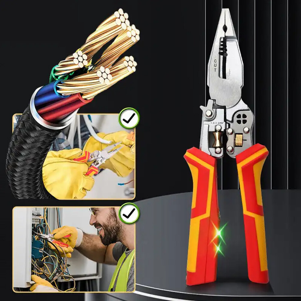 Wire Strippers with Electricity Measurement Function, 8in1 Wire Stripping Pliers