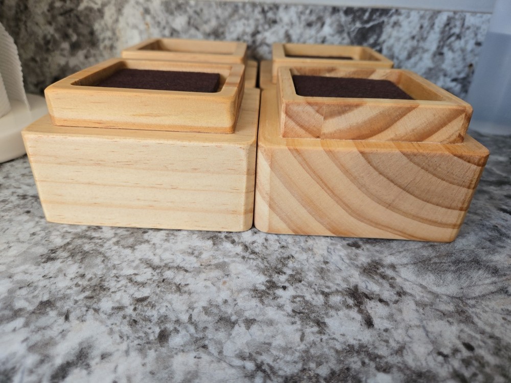 2 Inch Height, 4 Risers, Black - Square Bed Risers for Storage and Cleaning -...