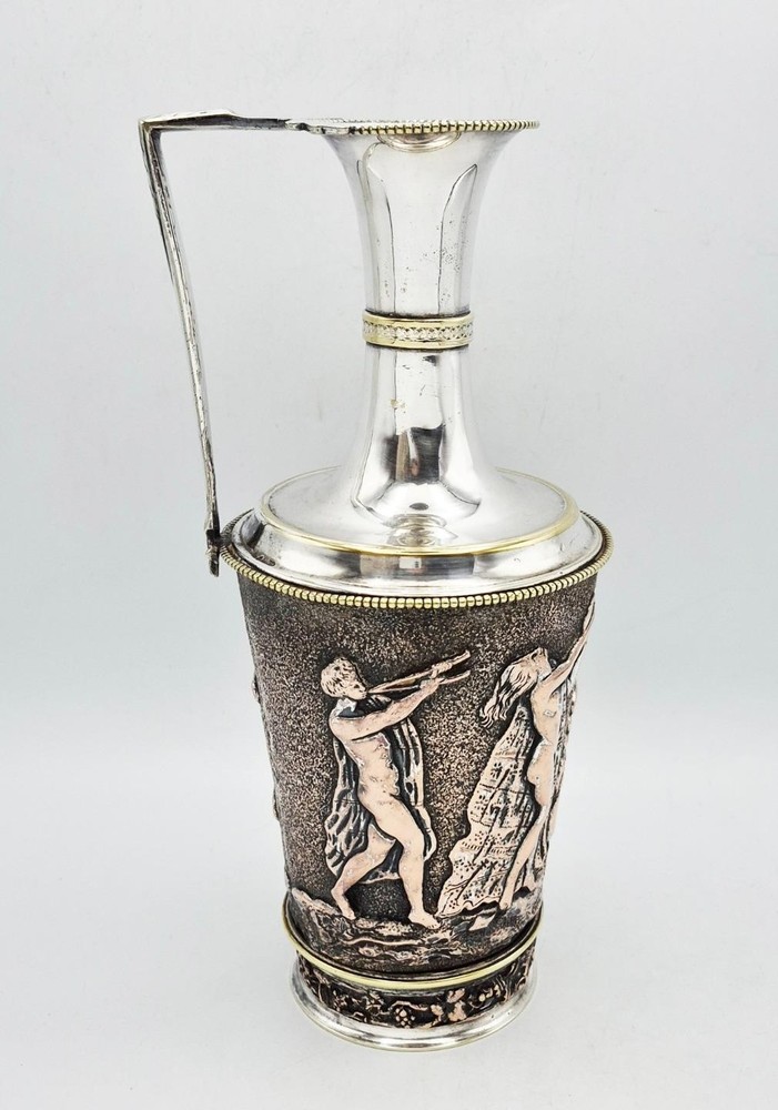 FINE VICTORIAN SILVER PLATED NEOCLASSICAL ELECTROTYPE WINE EWER c1890