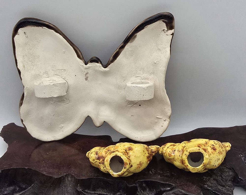 Large Drip Glaze Butterfly Ceramic Macrame Bead & Chicken Beads 70s Spring