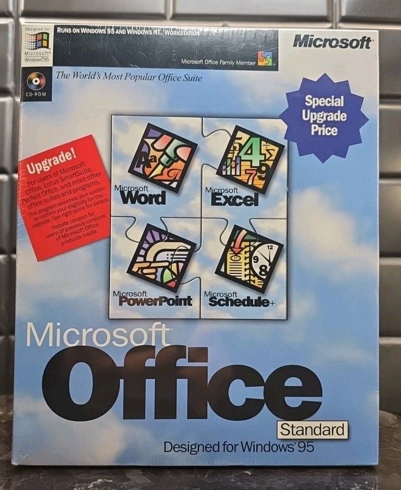 Microsoft Office Standard Windows 95  Upgrade CD-ROM 1996 PC Software Sealed