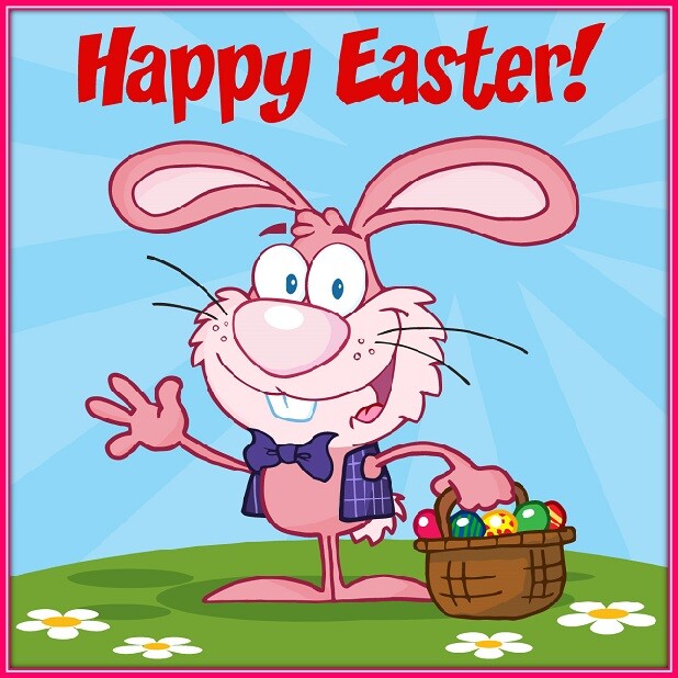 30 Custom Happy Easter Pink Bunny Personalized Address Labels