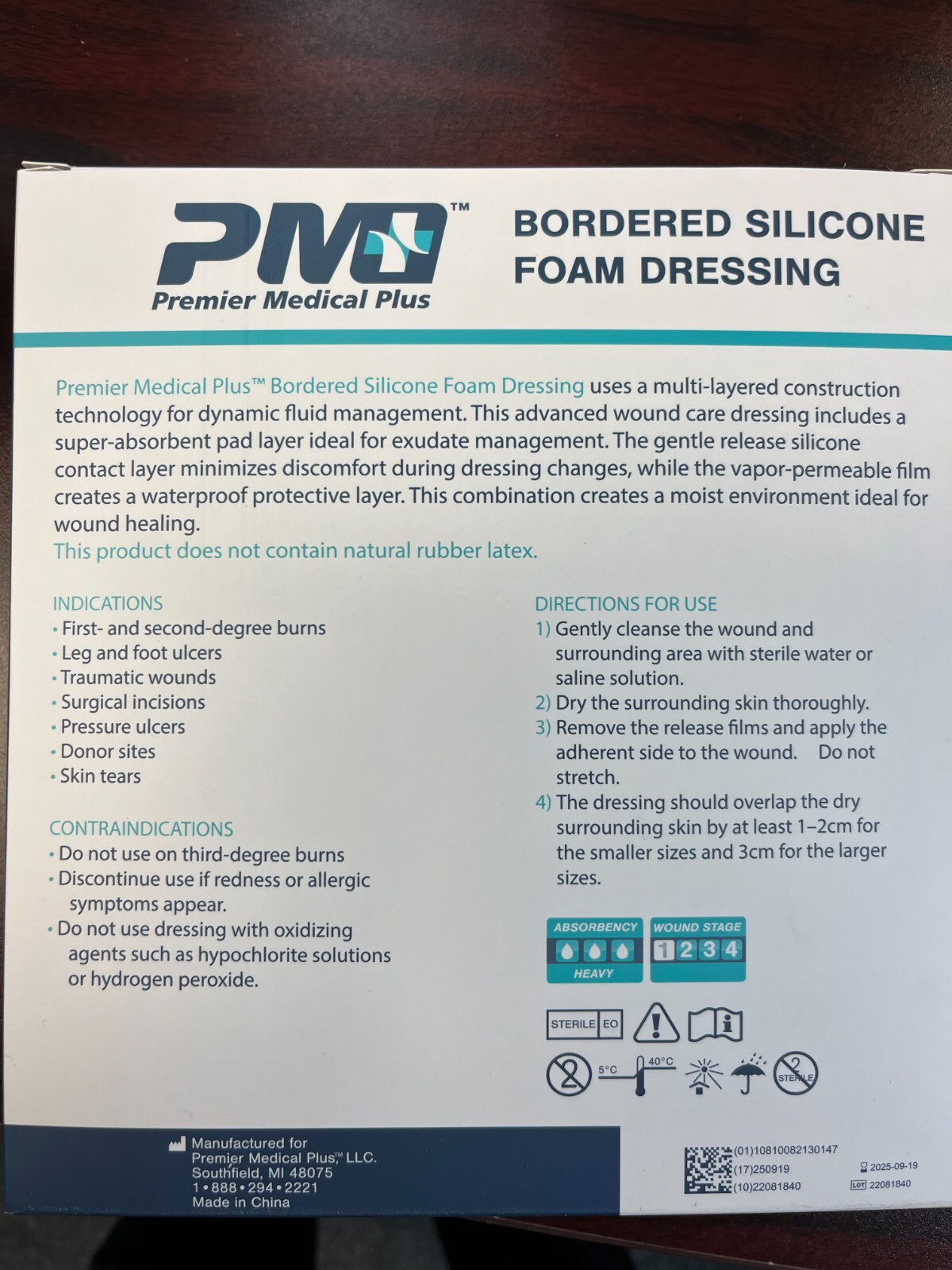 Premier Medical 6 x 6 Bordered Silicone Foam Wound Dressing 30 Count (3 x 10ct)