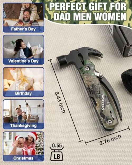 Multitool-12 in 1 Camping Tools with Mini Hammer-EDC Gear Multi Camouflage
