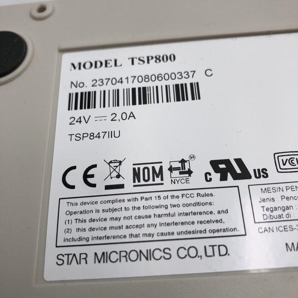 Star Micronics TSP800II White Thermal Receipt Printer UNTESTED READ