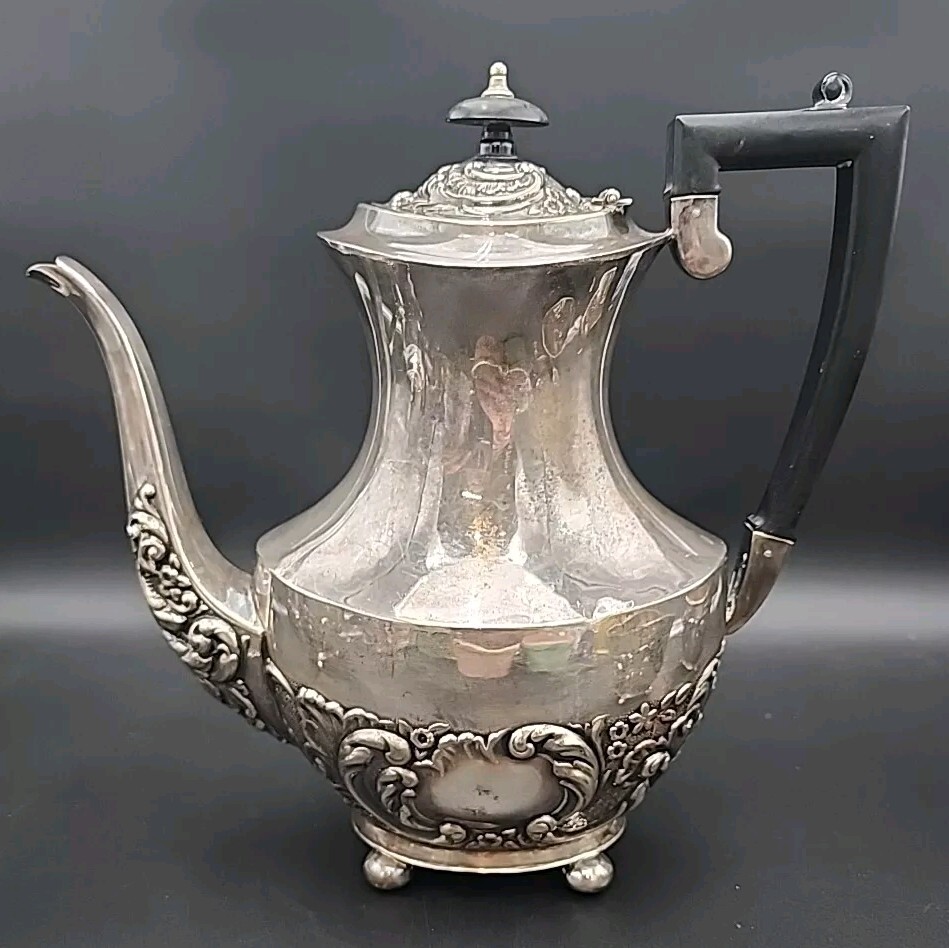 VTG Sheffield "Cameo" Silverplate Coffee/Teapot Set England Monogram A