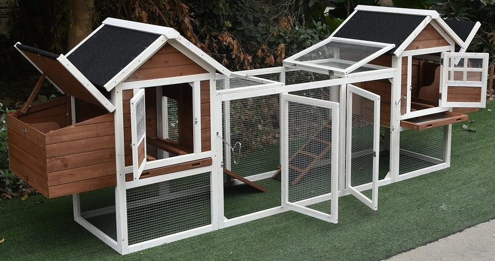 123" Solid Wood Chicken Coop Backyard Hen House 4-6 Chickens w 4 Nesting Boxes