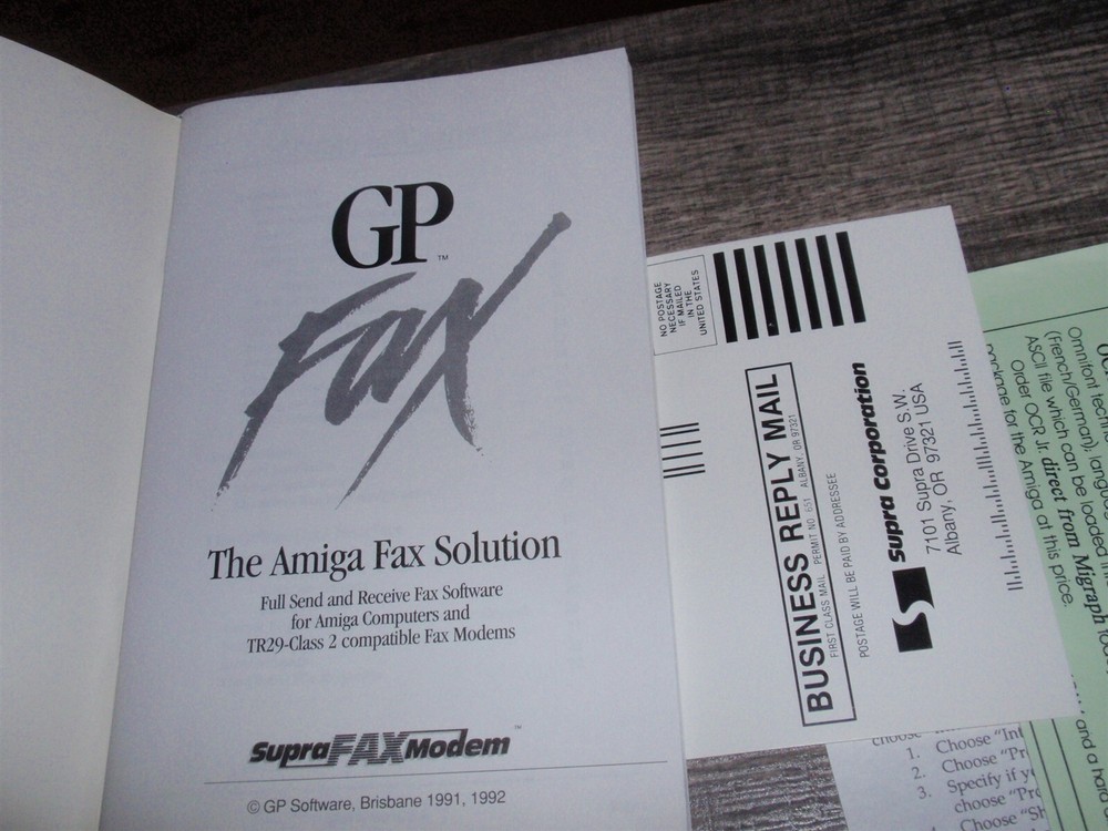 GP Fax Software on 3.5" Floppy Disk 1992 for Commodore Amiga Computers Supra Mod