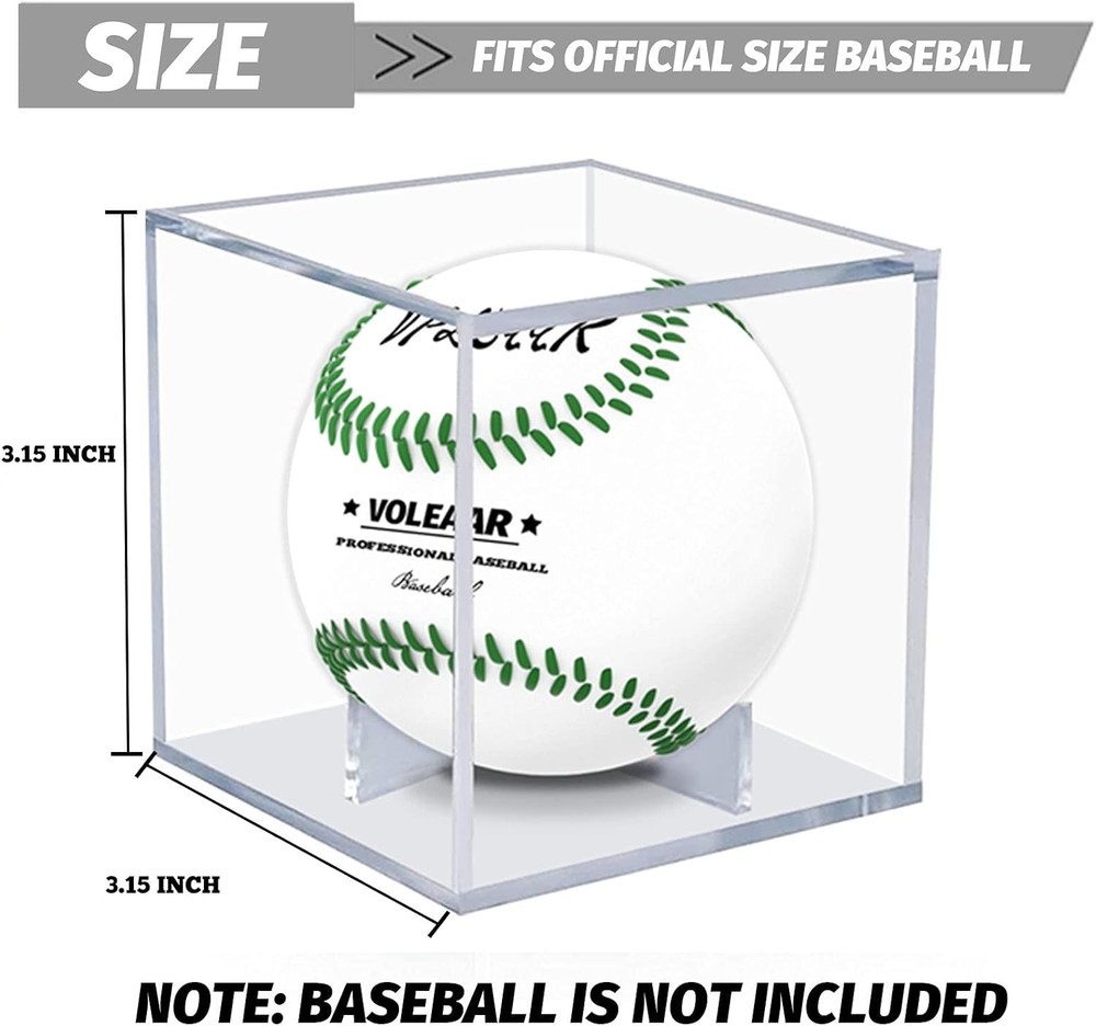 Baseball Display Case 4 Pack, UV Protected Acrylic Square 4 PACK, Clear