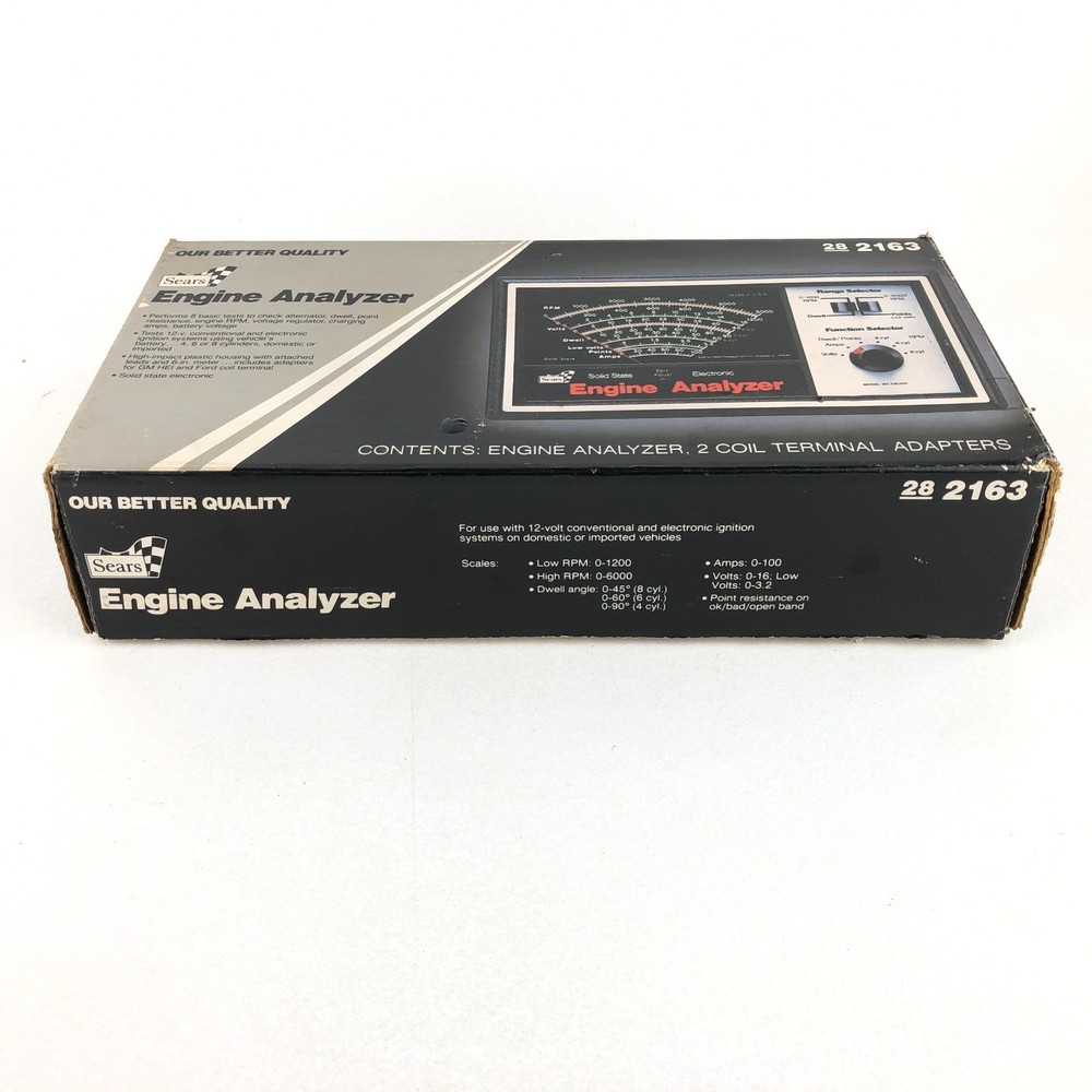 Vintage Sears Engine Analyzer USA Model 28-2163 Solid State Box & Manual NICE!