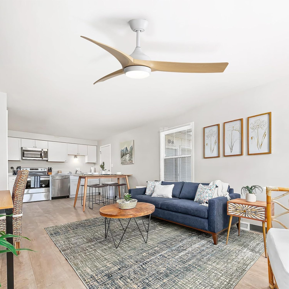 52" Modern Ceiling Fan with Lights & Remote, 6000CFM, Dimmable, Reversible