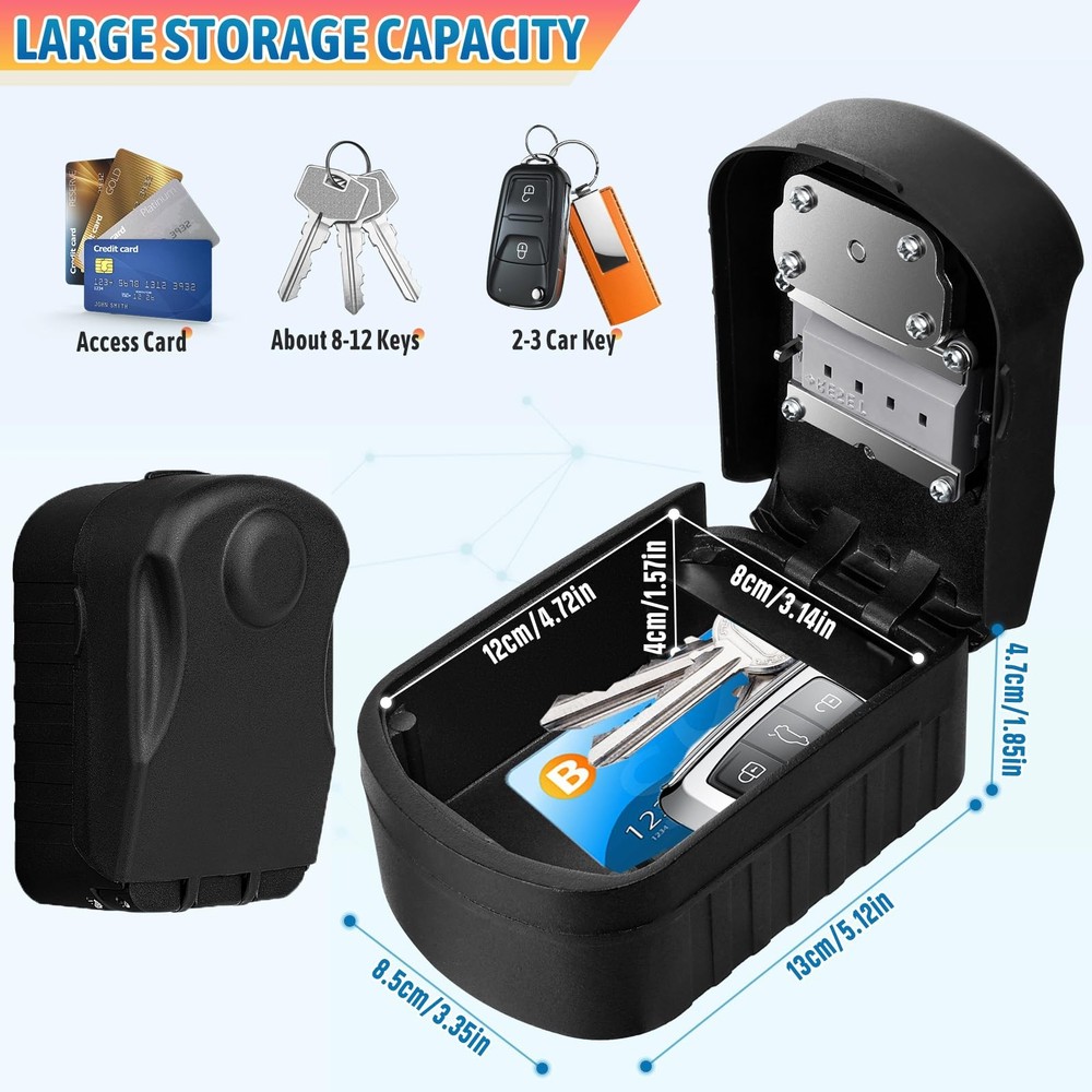 Lock Box for Keys with Code Outdoor Large Capacity Key Lock Box for Outside W...